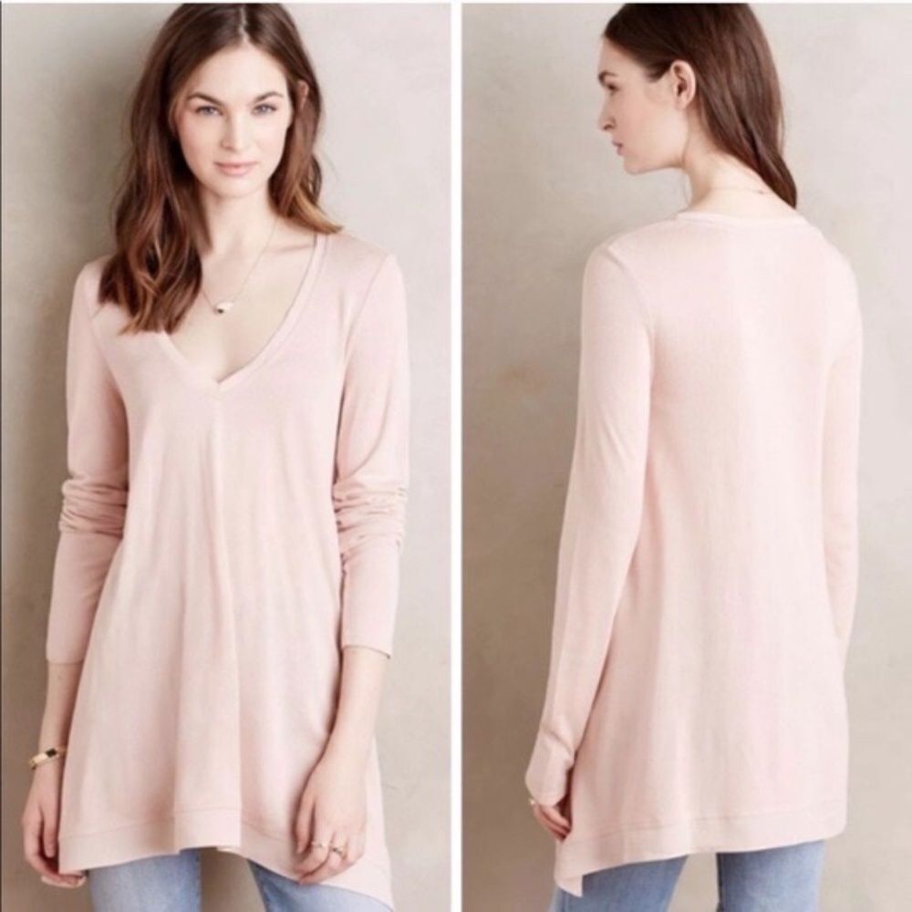 Anthro Deletta V Neck Asymmetrical Sweater Sz XS‎